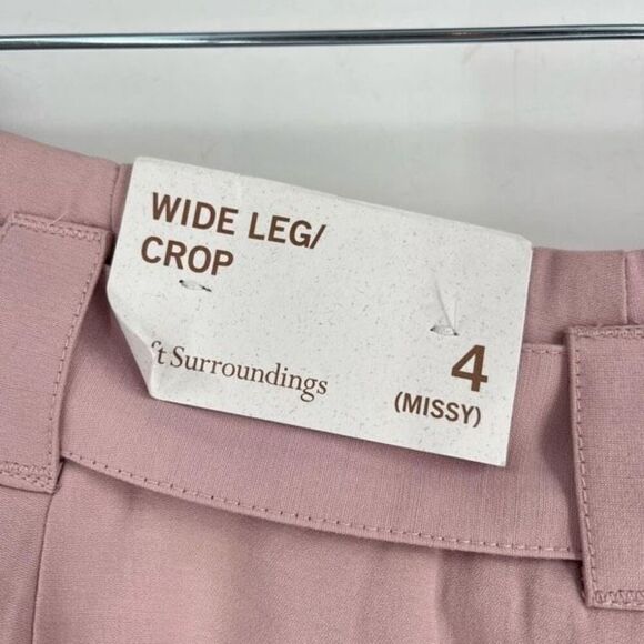 NWT Soft Surroundings Ingrid Dusty Pink Cropped Wide Leg Belted Pants Size 4 - Picture 5 of 12